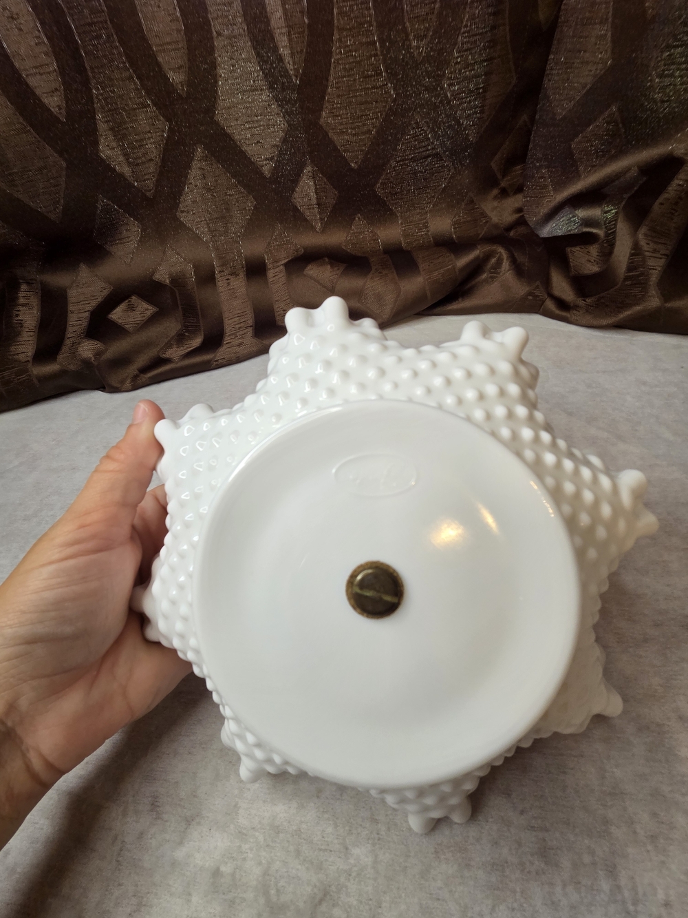 Fenton White Ruffled Ceramic Single-Tier Handle Server - Picture 4 of 7